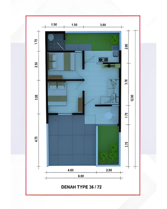 Denah Rumah Komersil 36 72 Perumahan Sehati Kaliwungu