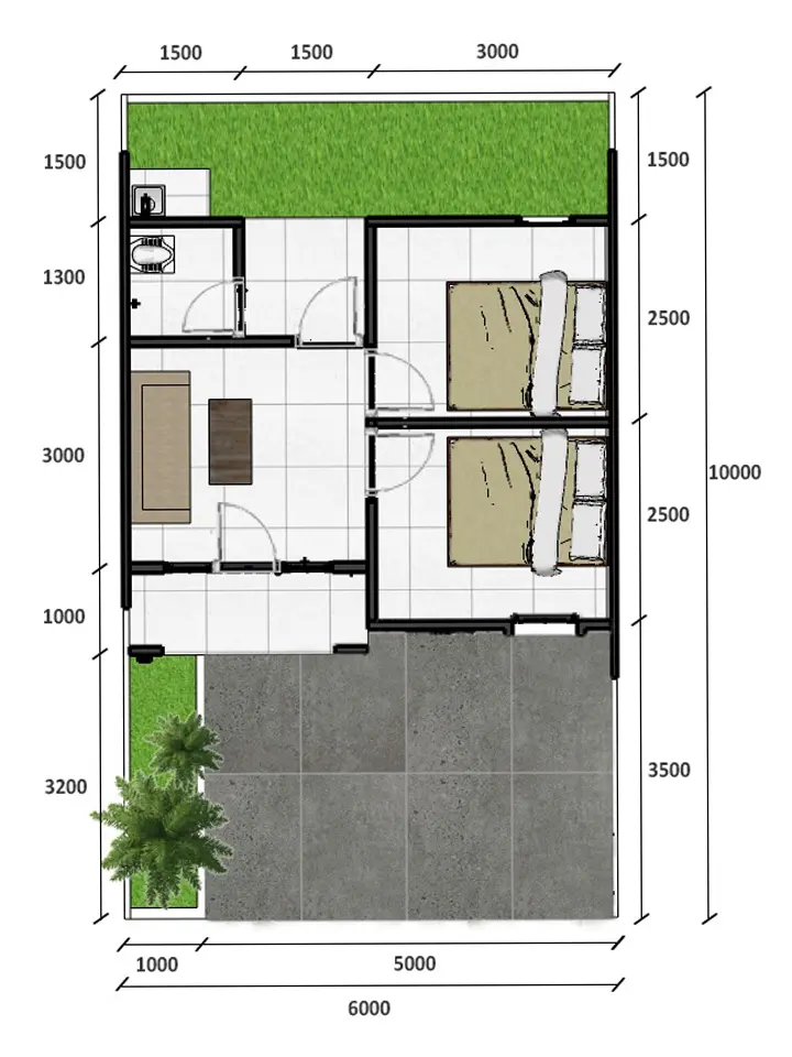 Denah-Rumah-Subsidi-Andara-Sky-View Denah Rumah Subsidi Andara Sky View